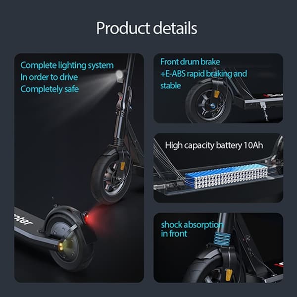 iScooter i9s 10'' elektrisk skoter, 500W motor, 36V/10Ah, räckvidd 25-30KM, maxhastighet 25-35 km/h