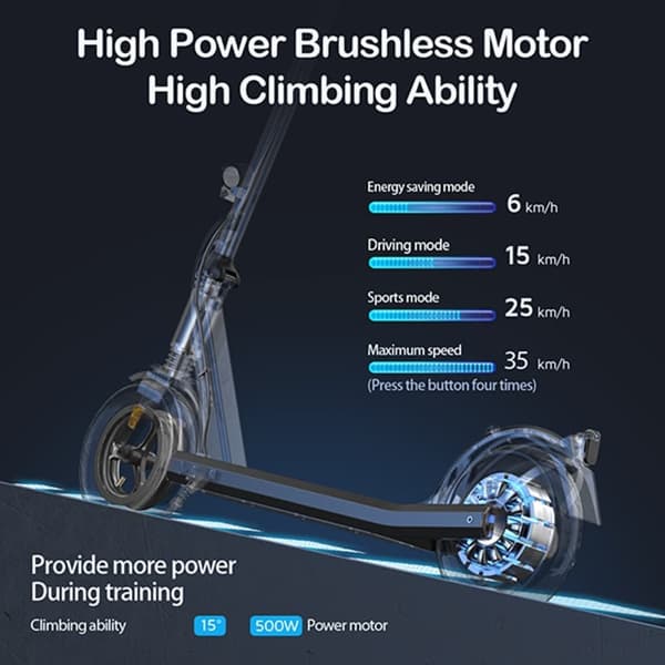 iScooter i9s 10'' elektrisk skoter, 500W motor, 36V/10Ah, räckvidd 25-30KM, maxhastighet 25-35 km/h