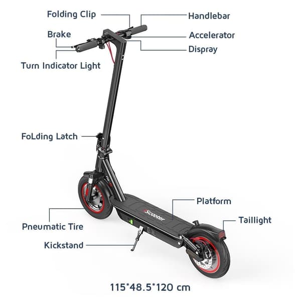 iScooter i10 10'' elscooter, 650W motor, 36V15Ah batteri, 40-45km räckvidd, maxhastighet 40KM/H