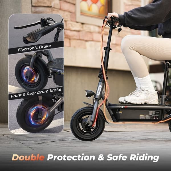 iScooter F3 10'' el-scooter, 1000W motor, 13AH batteri, 45KM/H, 55-60 km rækkevidde, med sæde