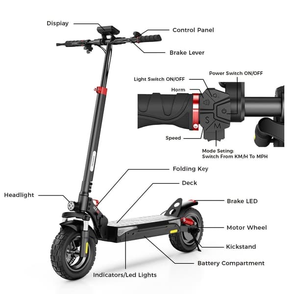 iScooter iX3 10'' elektrisk skoter, 800W motor, 40KM/H, 10AH batteri, 30-40KM räckvidd