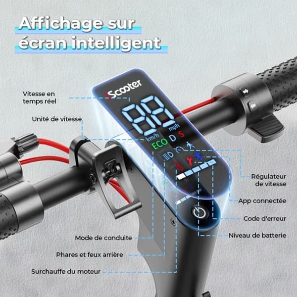 iScooter W7 8,5'' elscooter, 350W motor, 7,8Ah batteri, elscooter 35KM/H, 25-30KM uthållighet, Bluetooth APP-anslutning