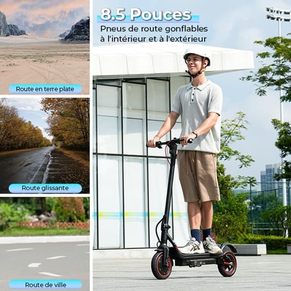 iScooter W7 8,5'' elscooter, 350W motor, 7,8Ah batteri, elscooter 35KM/H, 25-30KM uthållighet, Bluetooth APP-anslutning