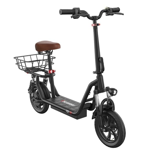 iScooter i12 12'' sähköskootteri istuimella, 500W moottori, 7,5Ah akku, 30-35km kantama, 30KM/H, iskunvaimentimet edessä ja takana