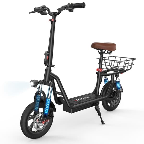 iScooter i12 12'' sähköskootteri istuimella, 500W moottori, 7,5Ah akku, 30-35km kantama, 30KM/H, iskunvaimentimet edessä ja takana