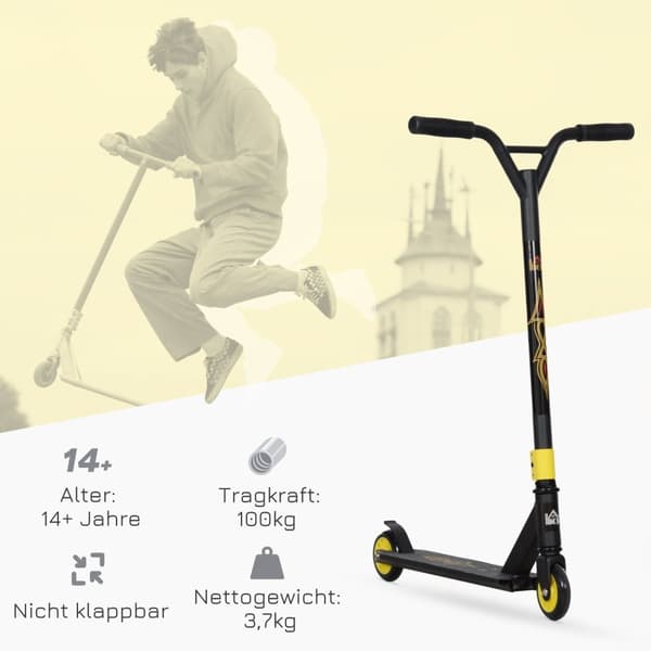 Rootz Pro Stunt Scooter - Kick Scooter - Freestyle Tricks - Aluminiumsramme - 68x47.2x86 cm - Lett og sikkert skridsikre dæk