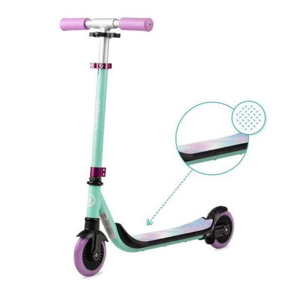 QKIDS BRO Kickboard Barn 360° - Upp till 50 kg - Hjul 130mm - ABEC-7 - Justerbar - Pastell