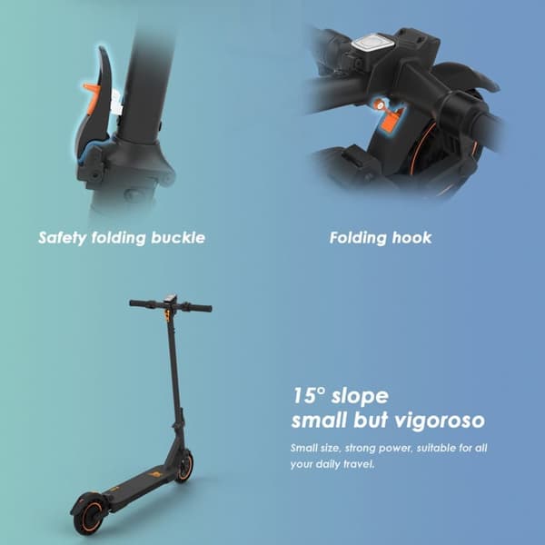 KuKirin S1 Max foldbar elektrisk scooter 8 tommer, 350W motor, 36V 10.4AH batteri, tophastighed 30 km / t, rækkevidde 39 km, 3-trins tilstand