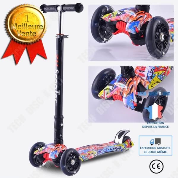 TD® Scooter Barnskoter Lysande Cykel Motorcykel Drive 3 Hjul Tyst Flerfärgad Solid Learning Fällbar Justerbar