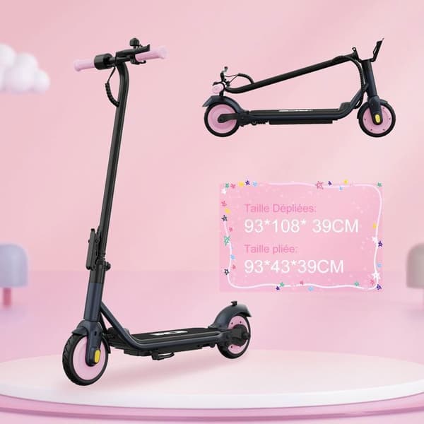 RCB R7X Elsparkcykel för barn - Ihopfällbar, 3 hastigheter, Räckvidd upp till 15 km, Super Rosagåva