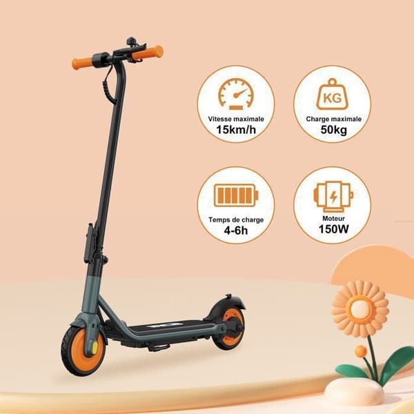 RCB R7X Elektrisk kickbike för barn - Fällbar, 3 hastigheter, Räckvidd upp till 15 km, Superpresent Gul