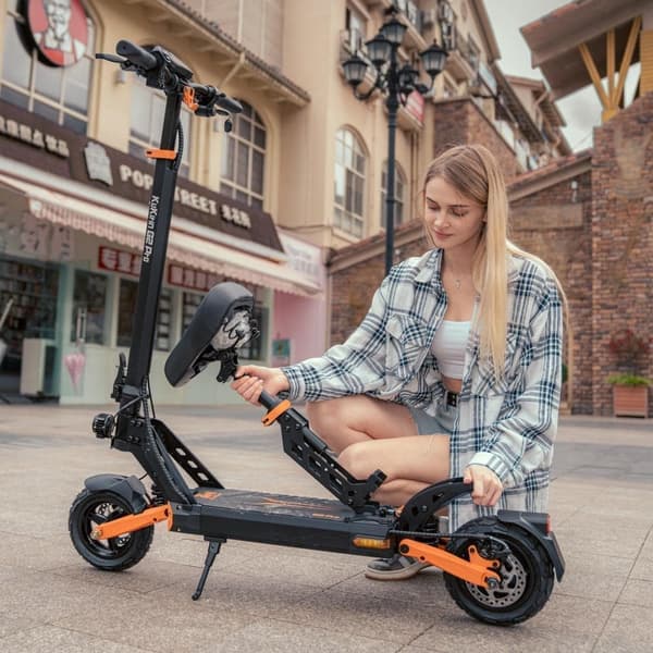 Kukirin G2 Pro 600W 15.6AH elskoter, 45km/h & 58km räckvidd, 9" däck, 6-ljus säkerhetssystem, avtagbart säte & justerbar stång