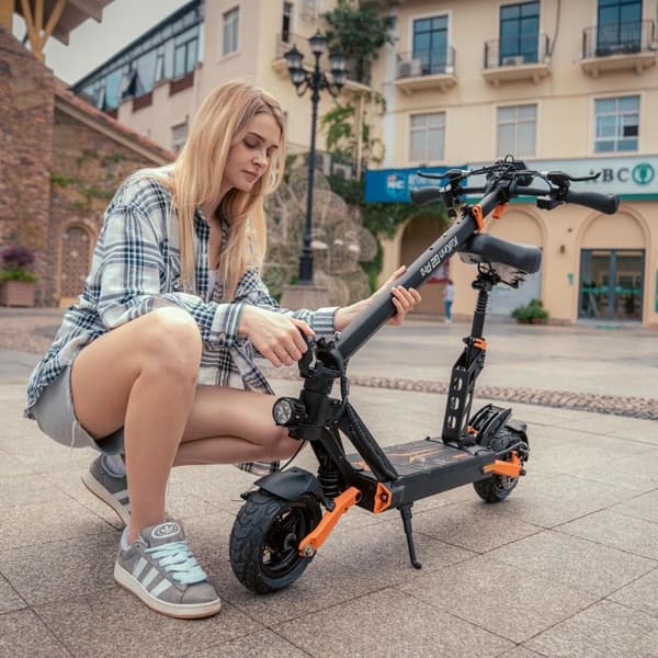 Kukirin G2 Pro 600W 15.6AH elskoter, 45km/h & 58km räckvidd, 9" däck, 6-ljus säkerhetssystem, avtagbart säte & justerbar stång