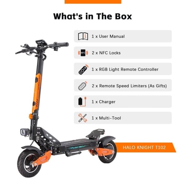Sähköpotkulauta HALO KNIGHT T102, 52V 1200W 21Ah, 10", NFC-tuki