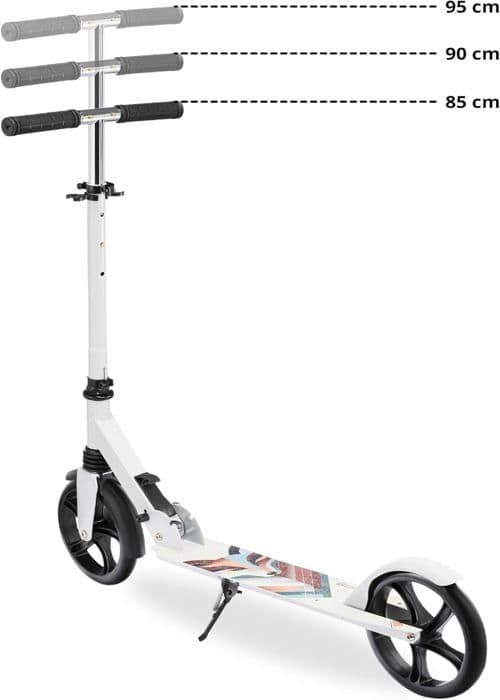 HyperMotion Trottinette Barn + 6 år, Tonåringar & Vuxna - Fällbar - Dämpare - Styre H 85-95cm - Antiglidande - ABEC 7 - Vinterräv