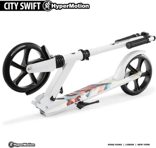 HyperMotion Trottinette Barn + 6 år, Tonåringar & Vuxna - Fällbar - Dämpare - Styre H 85-95cm - Antiglidande - ABEC 7 - Vinterräv