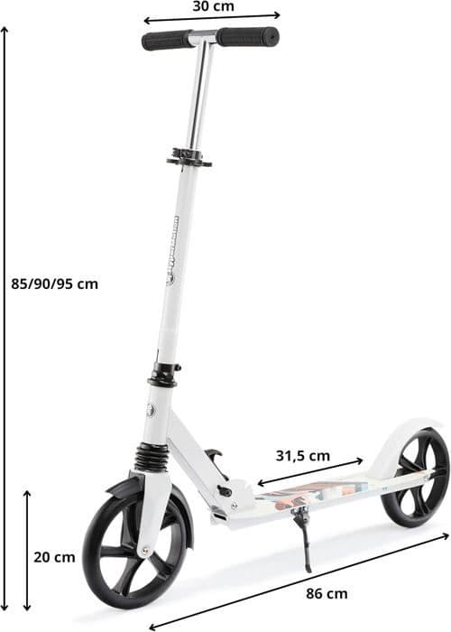 HyperMotion Trottinette Barn + 6 år, Tonåringar & Vuxna - Fällbar - Dämpare - Styre H 85-95cm - Antiglidande - ABEC 7 - Vinterräv