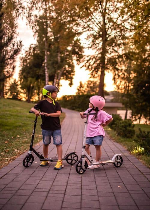 HyperMotion Trottinette Barn + 6 år, Tonåringar & Vuxna - Fällbar - Dämpare - Styre H 85-95cm - Antiglidande - ABEC 7 - Vinterräv
