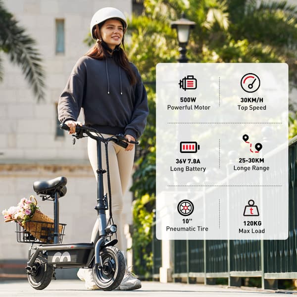 iScooter F2 Elscooter 500W Motor 36V 7.8Ah Litiumbatteri 10-tums däck 30 km/h hastighet 30 km räckvidd Elscooter