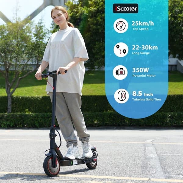 iScooter i9 Elscooter 350W 7.5Ah 30 km/h hastighet 30 km max räckvidd 8.5 tums däck hopfällbar elscooter