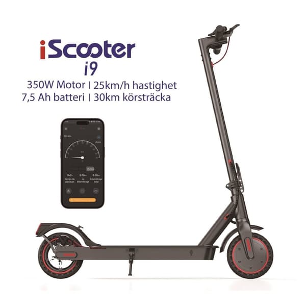 iScooter i9 Elscooter 350W 7.5Ah 30 km/h hastighet 30 km max räckvidd 8.5 tums däck hopfällbar elscooter