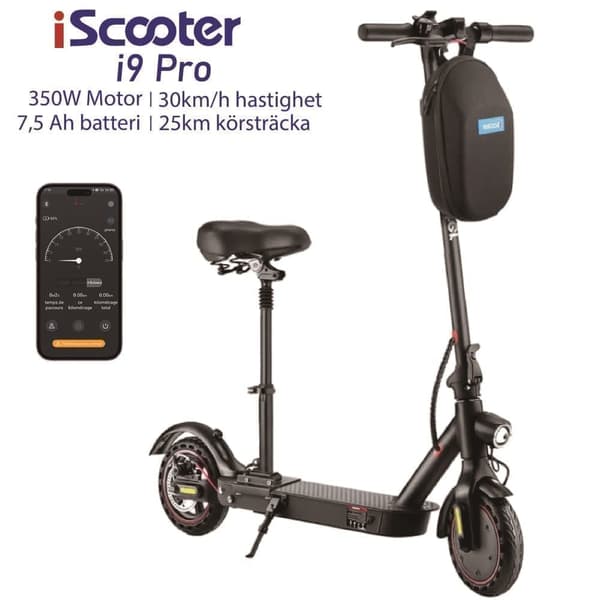 iScooter i9Pro Elscooter 350W Motor 36V 7.5Ah Hopfällbar Scooter 30km/h Maxhastighet 8.5 tums bikakeformade däck Elscooter