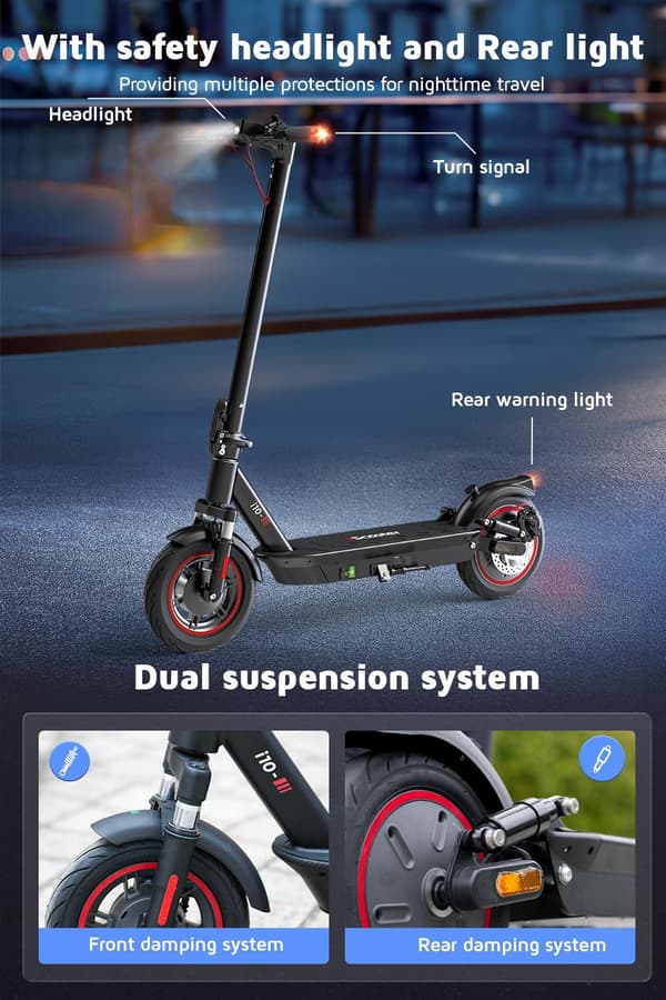 iScooter i10 Elscooter 650W Motor 42V 15Ah Max räckvidd 45km Hastighet 40 km/h Elscooter med app