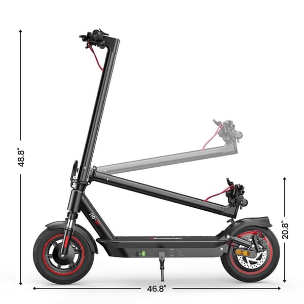 iScooter i10 650W Motor 42V 15Ah Batteri 10 Tums Luftfyllda Däck Max Räckvidd 45km Hastighet 40 km/h Elscooter med APP