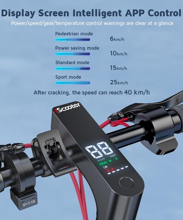 iScooter i10 650W Motor 42V 15Ah Batteri 10 Tums Luftfyllda Däck Max Räckvidd 45km Hastighet 40 km/h Elscooter med APP