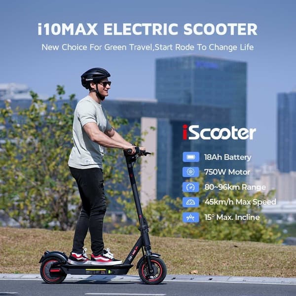 iScooter i10 Max 750W Motor 18Ah Batteri 10 Tums Luftdäck Max Räckvidd 96km Hastighet 45 km/h Elscooter med APP