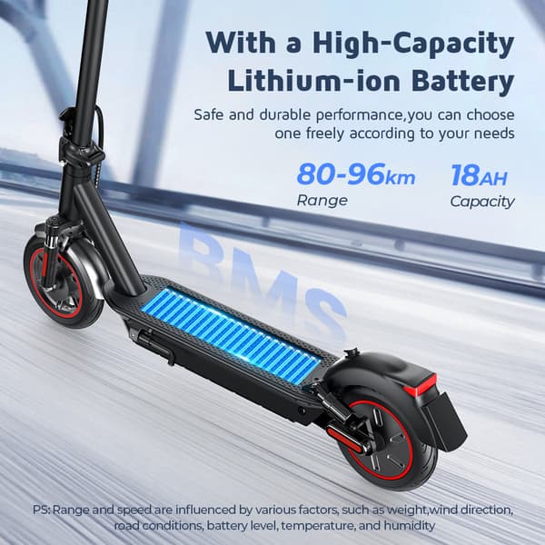 iScooter i10 Max Elscooter 750W Borstlös Motor 48V 18Ah 10 Tums Däck 96 km Max Räckvidd med APP Hopfällbar Kickscooter