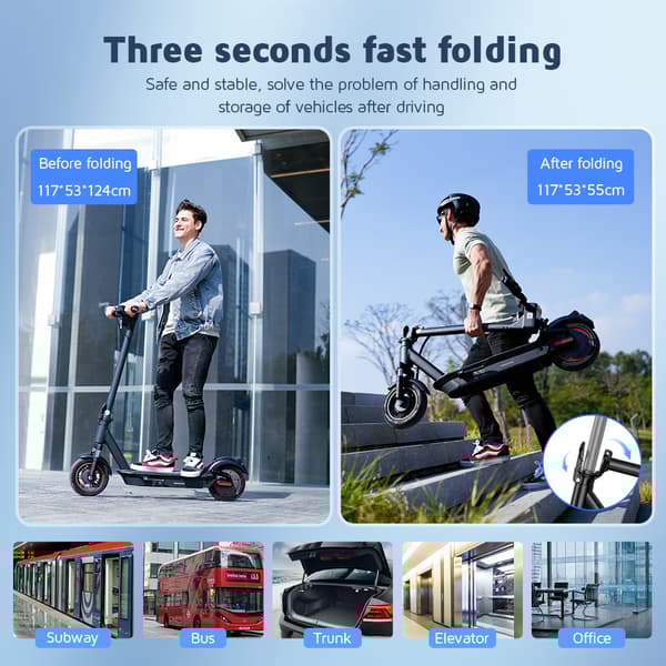 iScooter i10 Max Elscooter 750W Borstlös Motor 48V 18Ah 10 Tums Däck 96 km Max Räckvidd med APP Hopfällbar Kickscooter