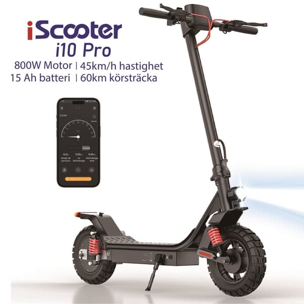 iScooter i10 Pro 48V 15Ah Batteri 800W Motor 10 Tums Pneumatiska Däck Max Räckvidd 60km Hastighet 45 km/h Elscooter med APP