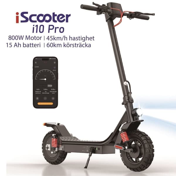 iScooter i10 Pro 48V 15Ah Batteri 800W Motor 10 Tums Pneumatiska Däck Max Räckvidd 60km Hastighet 45 km/h Elscooter med APP