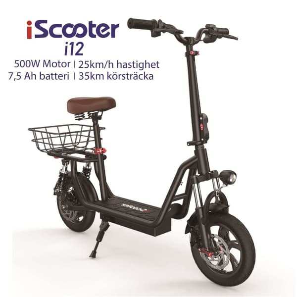 iScooter i12 36V 7,5Ah Batteri 500W Motor 12 Tums Pneumatiska Däck Max Räckvidd 35 km Hastighet 25 km/h Elscooter med APP