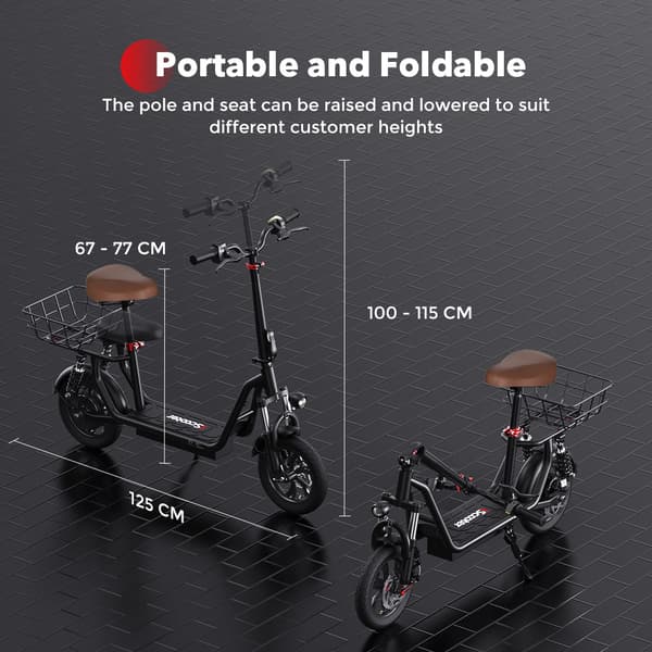 iScooter i12 Elscooter 36V 7,5Ah Litiumbatteri 500W Motor Elscooter 12 Tums Däck Hopfällbara Elscooters