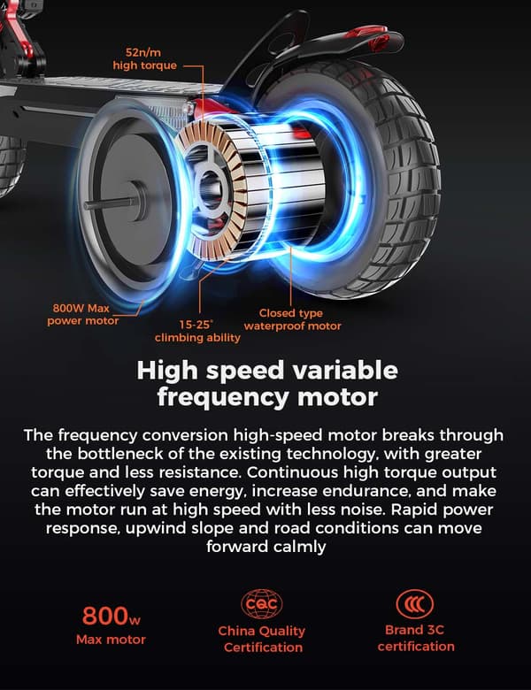 iScooter iX4 Elscooter 48V 15Ah Batteri 800W Motor 10-tums Däck 45 km Räckvidd Elscooter 45 km/h Hastighet