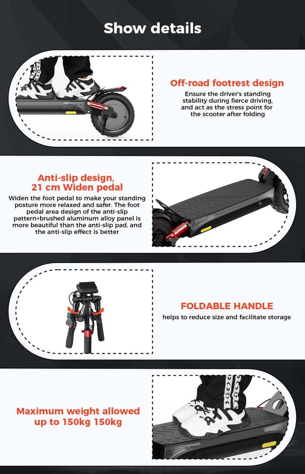 iScooter iX4 Elscooter 48V 15Ah Batteri 800W Motor 10-tums Däck 45 km Räckvidd Elscooter 45 km/h Hastighet