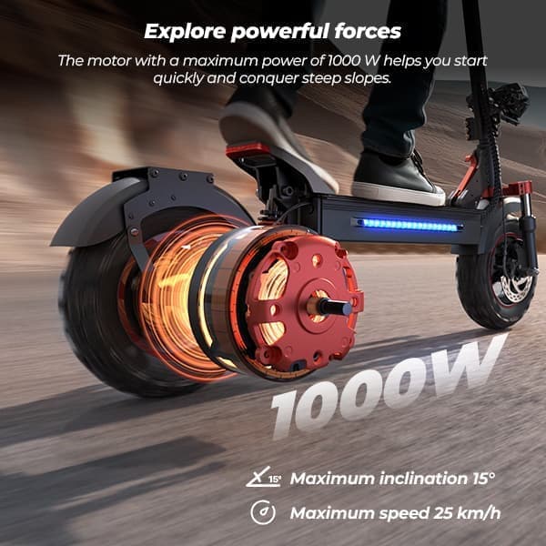 iScooter iX5S 1000W Motor 48V 15Ah Batteri 11 Tums Däck Max Räckvidd 65km Hastighet 45 km/h Elscooter