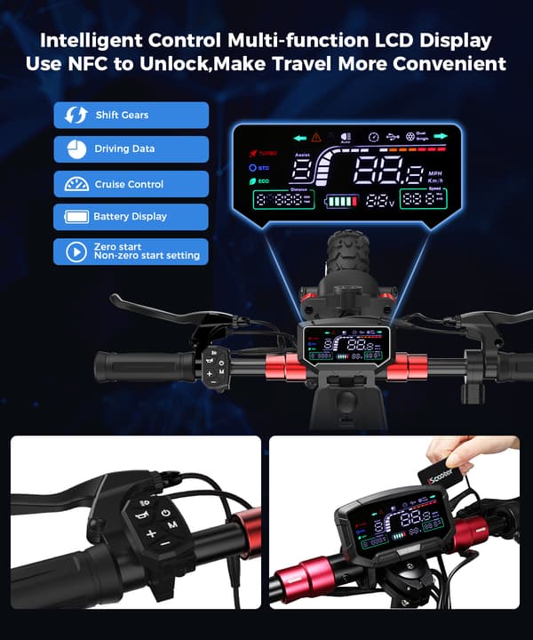iSkoter iX6 48V 17.5Ah batteri 1000W motor 11 tums offroad pneumatiskt däck Max räckvidd 45km hastighet 45 km / h E-scooter