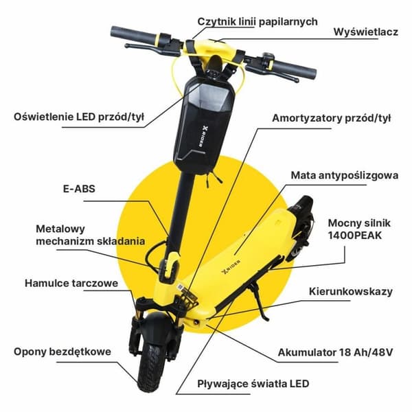 Elscooter Manta XRIDER MX10 MAX Gul Svart 800 W