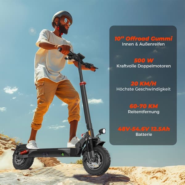El-løbehjul iSinwheel T4 - 10" - 500W 48V 12.5Ah - APP-styring