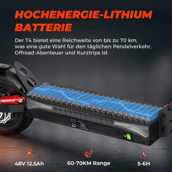 El-løbehjul iSinwheel T4 - 10" - 500W 48V 12.5Ah - APP-styring
