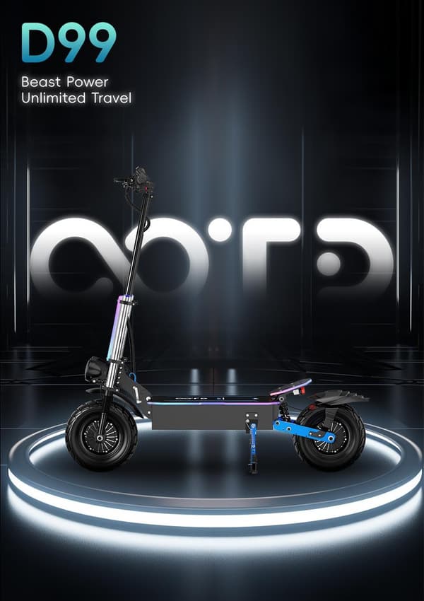 OOTD D99 Off Road elektrisk scooter 13", 3000W*2 dobbelte motorer, 60V 40AH batteri, tophastighed 85 km/t, maksimal rækkevidde 120 km, foldbar