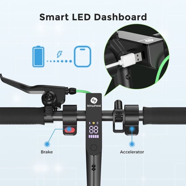 iSinwheel S9 Max Sammenklappelig El-Scooter - 500W 36V 10Ah - Maks. 30 km/t