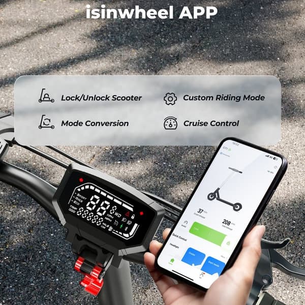 iSinwheel GT1 Taittuva Sähköpotkulauta - 10" - 800W 48V 10Ah - Sovellusohjaus