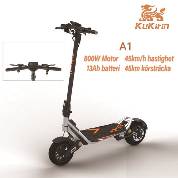 KuKirin A1 Elscooter 800W Motor 48V 13Ah Litiumbatteri 10-tums vakuumdäck 45 km räckvidd 45 km/h Dubbla skivbromsar Elscooter