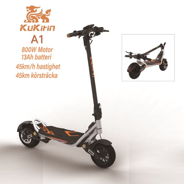 KuKirin A1 Elscooter 48V 13Ah Litiumbatteri 800W Motor 10-tums vakuumdäck 45 km räckvidd 45 km/h Dubbla skivbromsar Elscooter