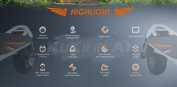 KuKirin A1 Elscooter 48V 13Ah Litiumbatteri 10-tums vakuumdäck 800W motor 45 km räckvidd 45 km/h Dubbel skivbroms Elscooter