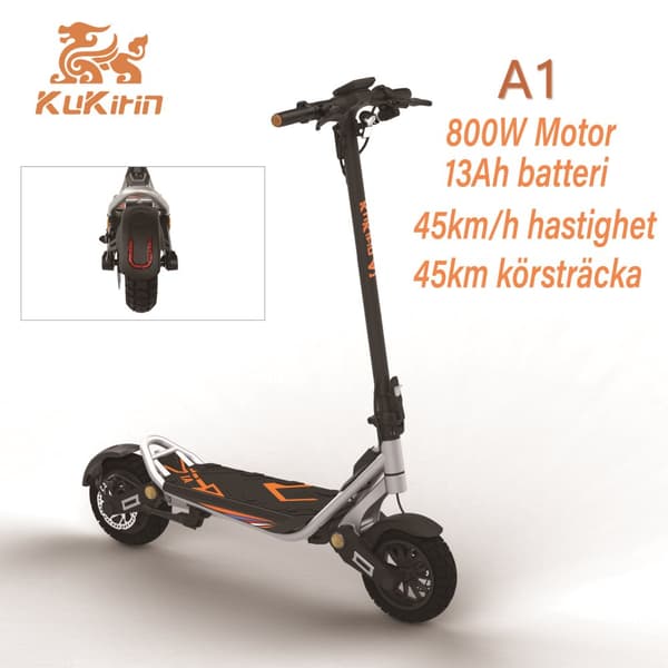 KuKirin A1 Elscooter 48V 13Ah Litiumbatteri 10-tums vakuumdäck 800W motor 45 km räckvidd 45 km/h Dubbel skivbroms Elscooter